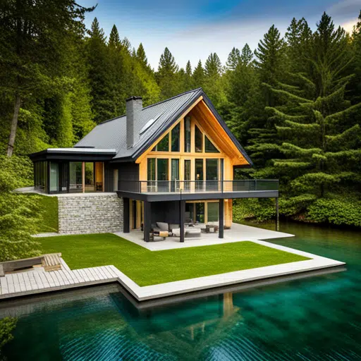 Prefab-Cottages-For-Sale-Ontario-Luxury-Modern-Affordable-Prefab-Cottage-Exterior-In-Dense-Forest-in-Ontairo-Unique-Design-Example