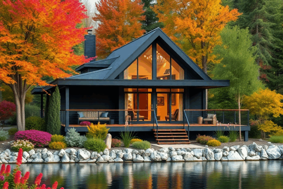 Prefabricated-Cabins-Ontario-Beautiful-Luxury-Modern-Affordable-Prefab-Cabin-Rustic-Exterior-Unique-Design-Example-on-waterfront-in-Ontario-Canada
