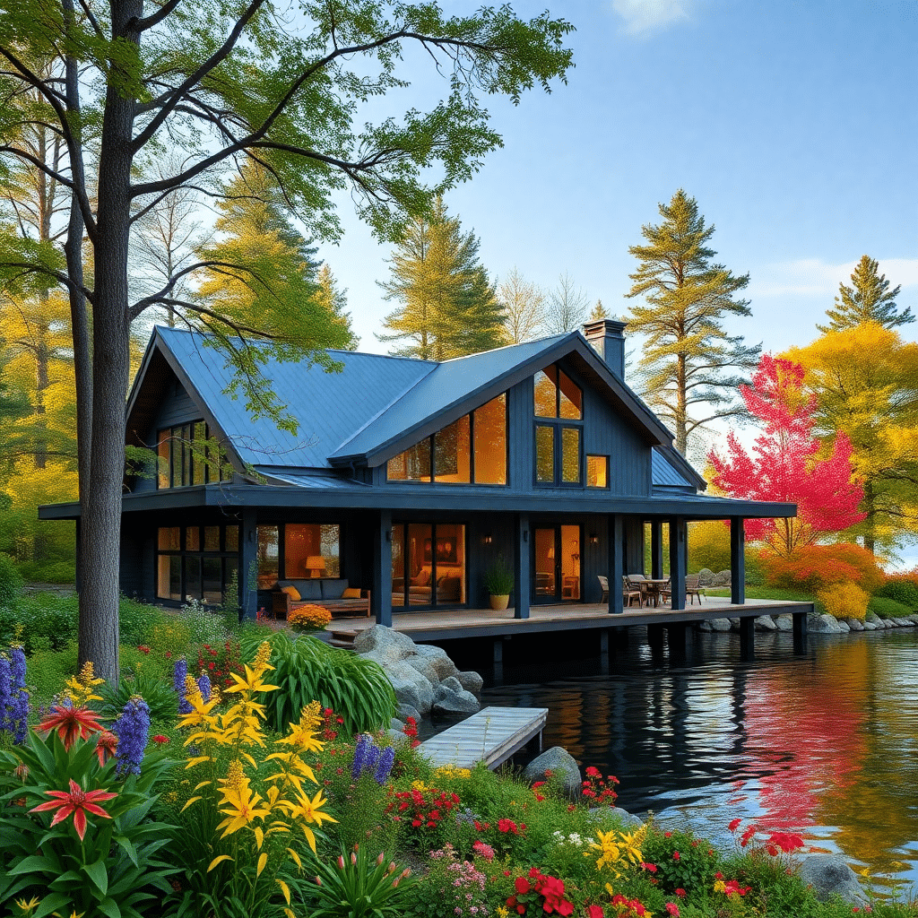 Prefabricated-Cabins-Ontario-Beautiful-Modern-Affordable-Prefab-Cabin-Rustic-Exterior-Unique-Design-Example-on-waterfront-in-Ontario-Canada
