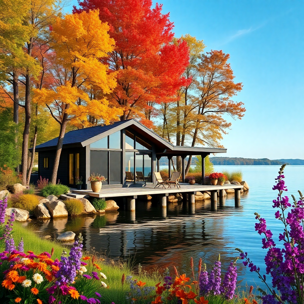 prefab-cabin-kits-ontario-Beautiful-Modern-Affordable-prefab-cabin-kit-Stylish-Exterior-Unique-Design-on-lakefront-in-Ontario-Canada