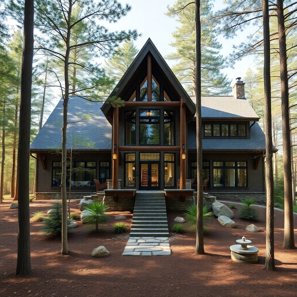 prefab-cottages-orillia-Beautiful-Affordable-prefab-Cottage-Home-Sleek-Exterior-Unique-Design-in-forested-area-in-Orillia-Ontario-Canada
