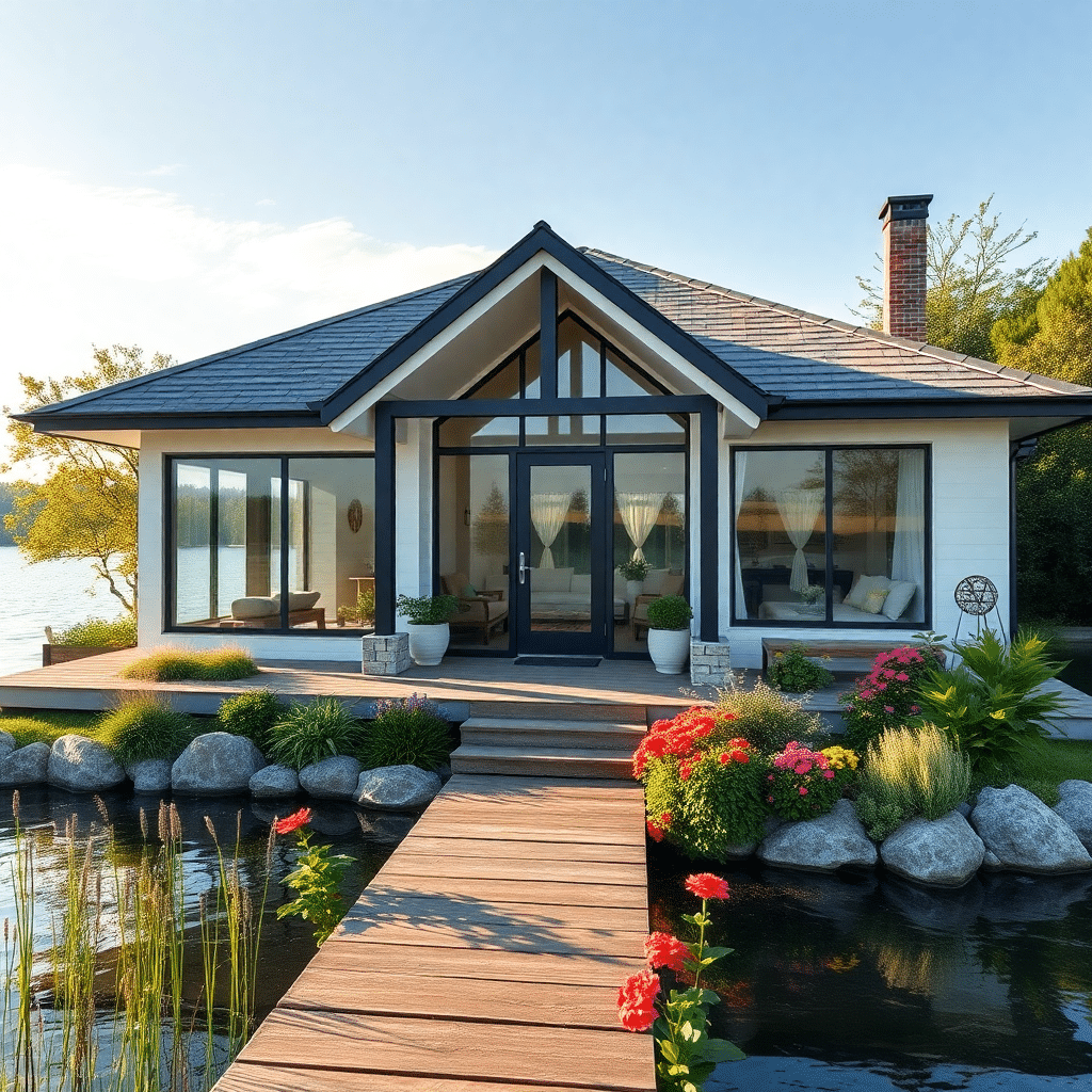 prefab-cottages-orillia-Beautiful-Modern-Affordable-prefab-Cottage-Home-Sleek-Exterior-Unique-Design-Example-on-lakefront-in-Orillia-Ontario-Canada