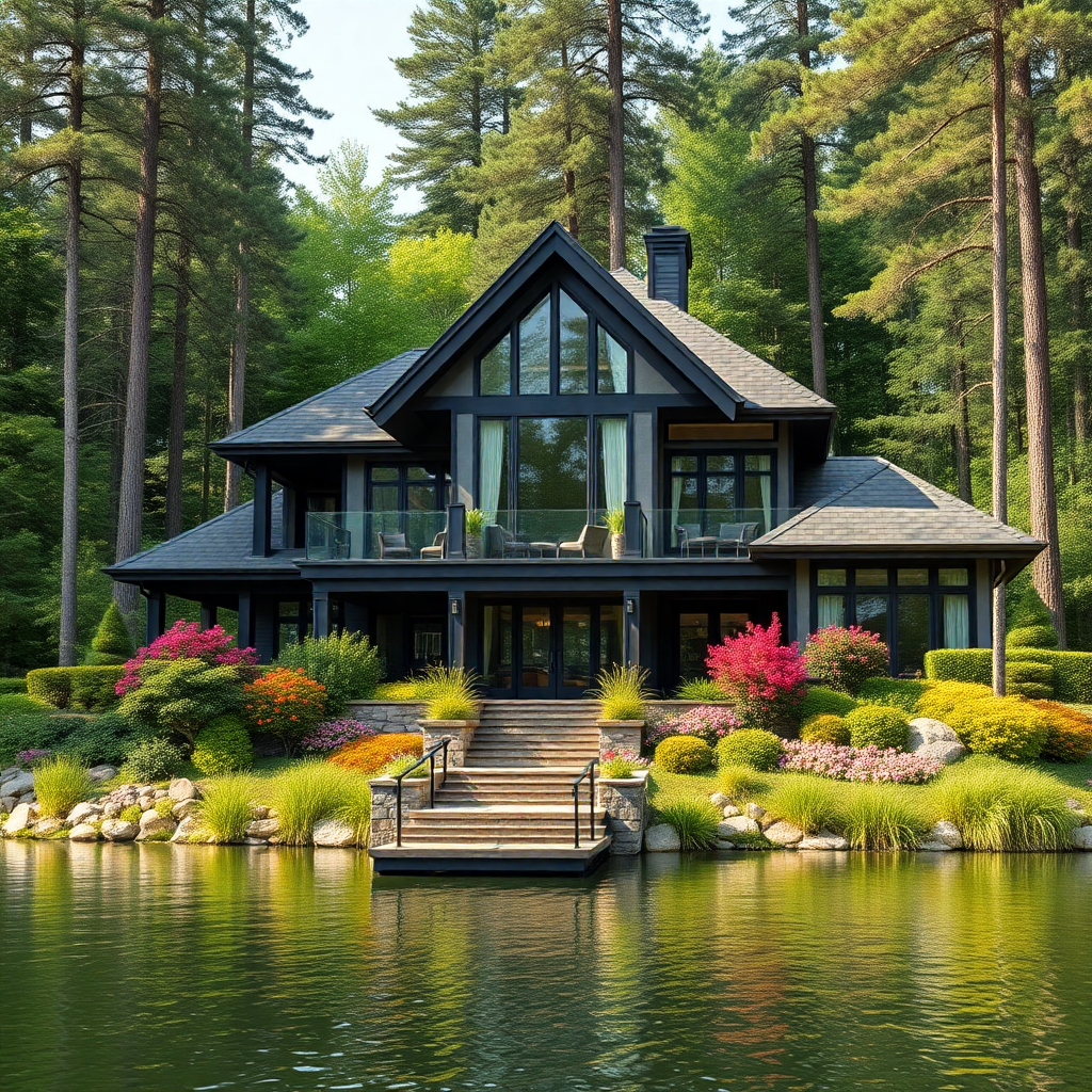 Best-prefab-cottages-Ontario-Beautiful-Modern-Affordable-prefab-cottage-home-sleek-exterior-Unique-Design-on-lakefront-in-Ontario-Canada