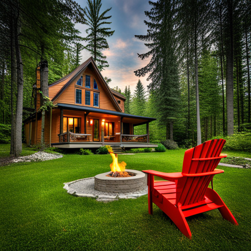 Prefab-Cottages-Ontario-Cottage-With-Bonfire-and-Muskoka-Chair-Northern-Ontario