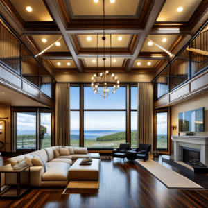 Prefabricated-Homes-Ontario-Canada-Stylish-Living-Room-Interior-During-Spring-in-Ontario-with-Large-Windows