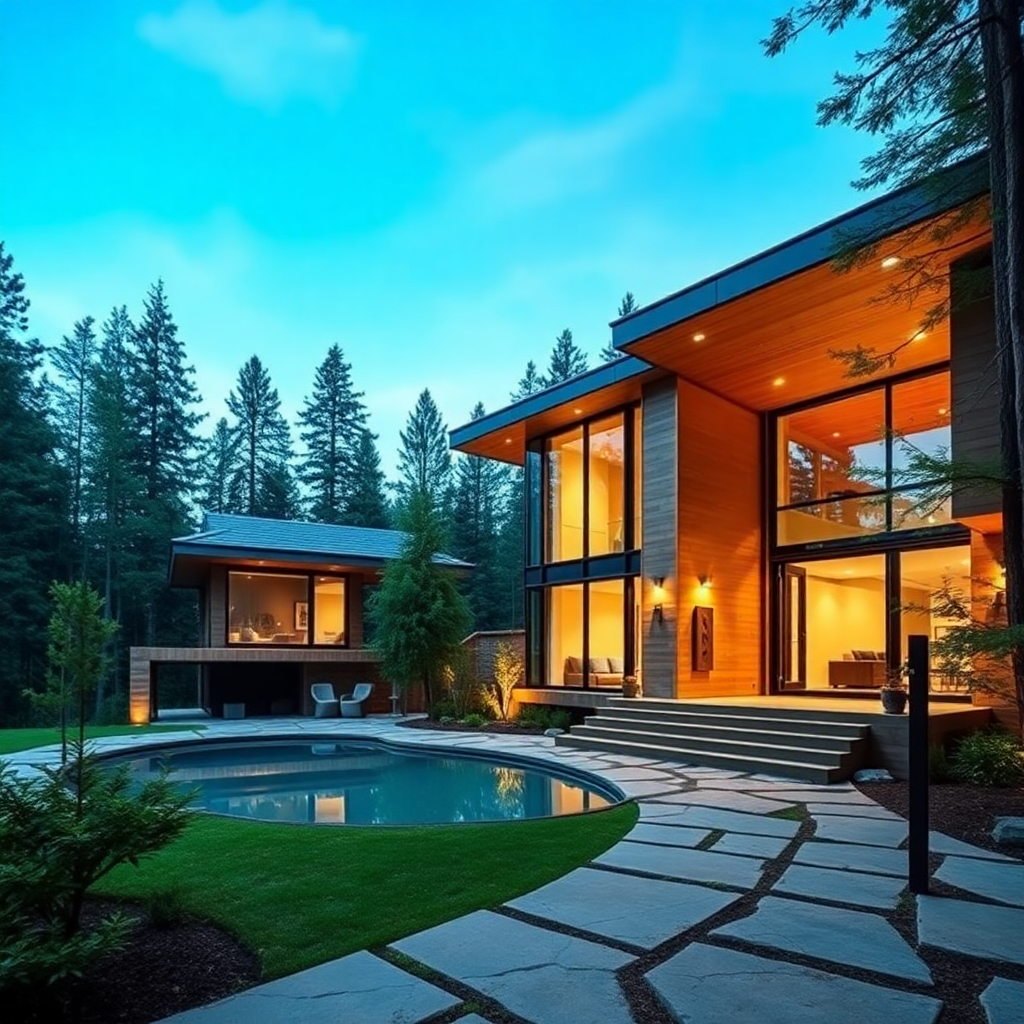 prefab-homes-ontario-for-sale-Beautiful-Modern-prefab-Home-Stylish-Exterior-Unique-Design-in-Ontario-With-Recreational-Pool-Area