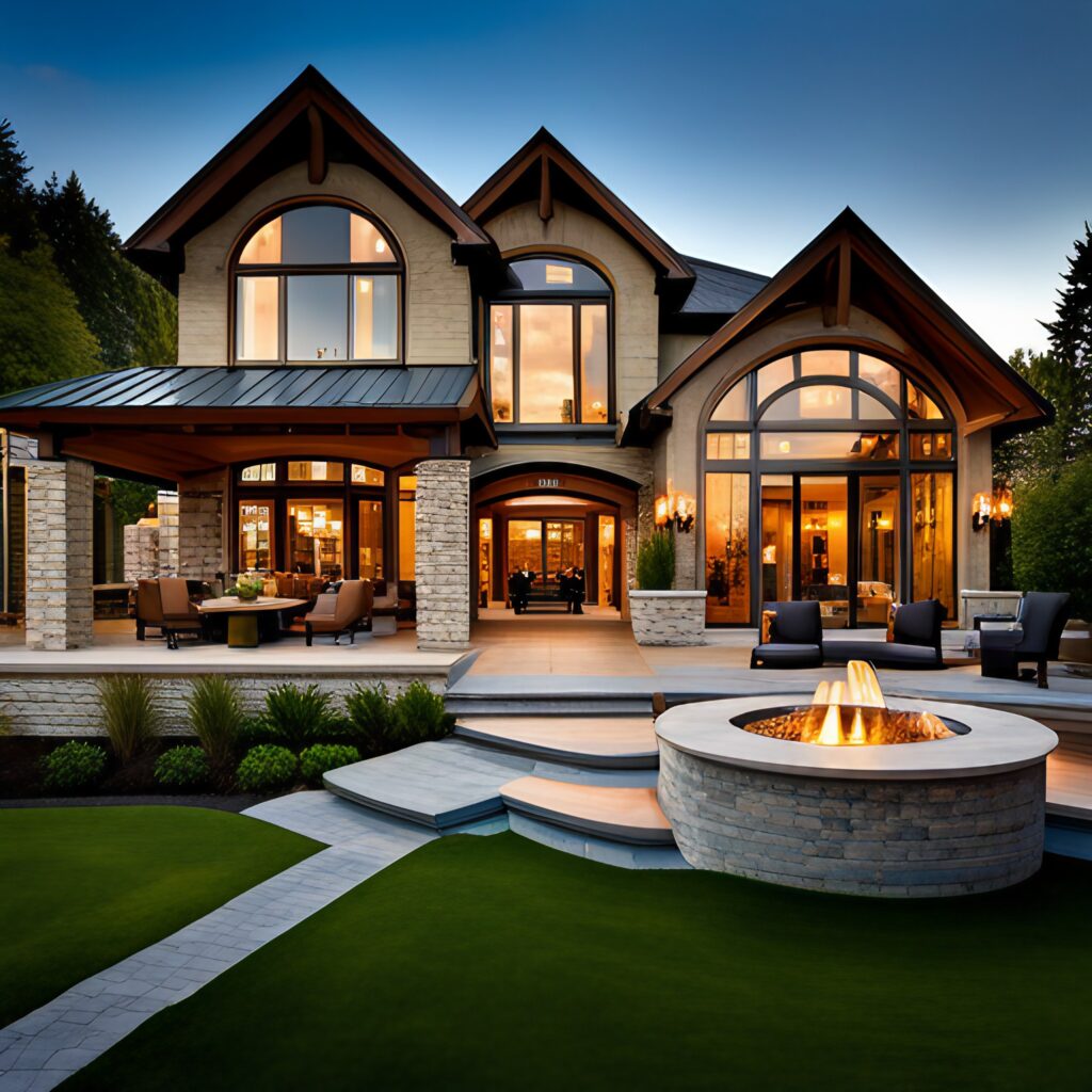How-Does-Prefab-Homes-Work-Beautiful-Home-Exterior-Design-With-Firepit