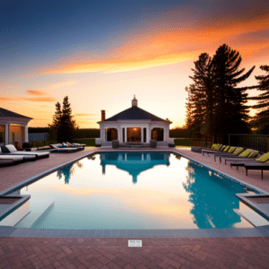 Small-Affordable-Prefab-Cottages-Midland-Beautiful-Exterior-Design-By-Swimming-Pool-Area