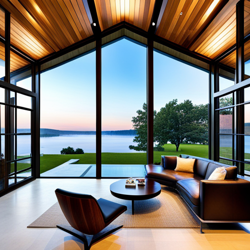 Small-Prefab-Cottages-Muskoka-Modern-Affordable-Prefab-Cottage-Muskoka-Living-Room-Interior-With-Lakefront-View