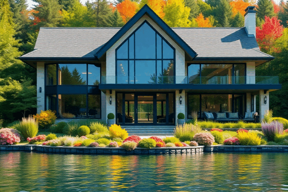 prefab-cottages-Georgina-Beautiful-Luxury-Modern-Prefab-Cottage-Stylish-Exterior-Home-Design-on-waterfront-Example-in-Georgina-Ontario-Canada