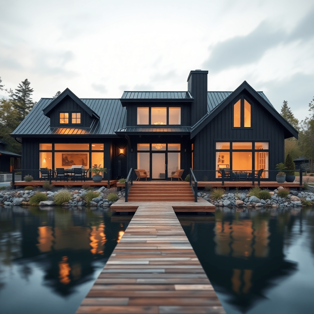 prefab-cottages-Huntsville-Beautiful-Luxury-Modern-Affordable-Prefab-Cottage-Home-Rustic-Black-Exterior-Design-Example-in-Huntsville-Ontario-Canada