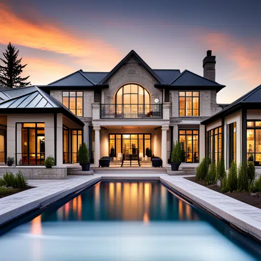 Best-Cottage-Builders-Ontario-Luxurious-Stylish-Modern-Affordable-Exterior-Custom-Design-Example-With-Pool-Area