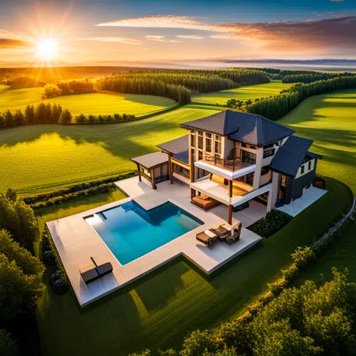 Advantages-of-off-site-construction-in-Ontario-Beautiful-Luxury-Modern-Affordable-Prefab-Home-Exteriors-Unique-Design-Aerial-View-Example