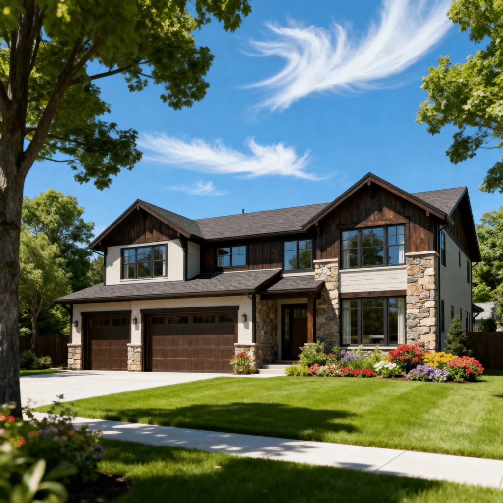 Modern prefab home in Orillia, Ontario, by My Own Cottage Inc.—showcasing contemporary rooflines, smart home systems, and energy-efficient design built with sustainable materials.
