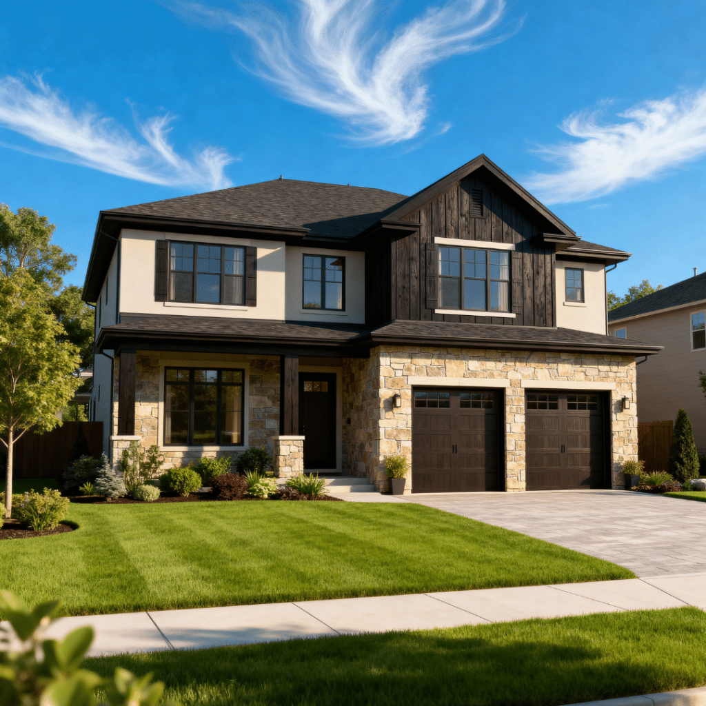 Modern affordable prefab home with garage in Orillia, Ontario, built by My Own Cottage Inc.—showcasing Tarion-warrantied quality, exceptional insulation, and energy efficiency.