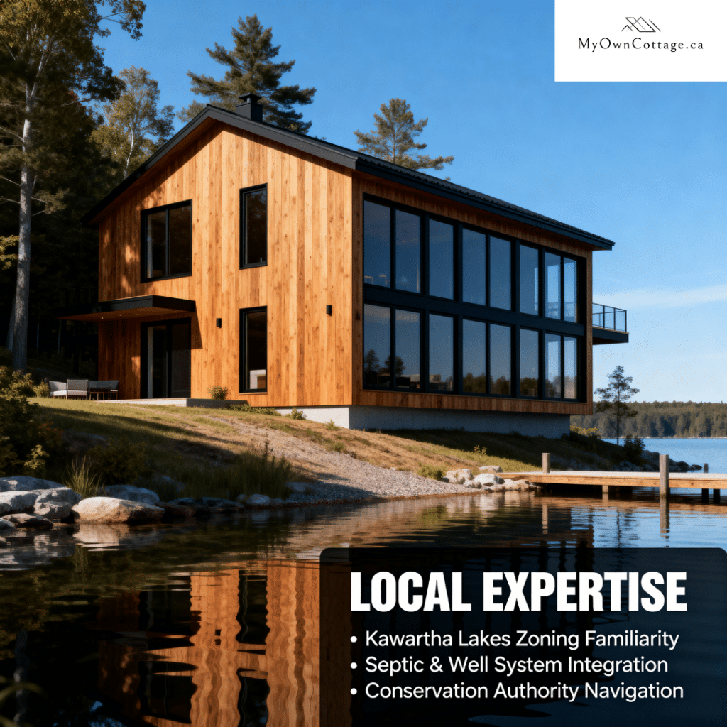 Prefab homes in Kawartha Lakes built by My Own Cottage, highlighting local expertise with rural, lake-adjacent, septic, well, and conservation authority requirements