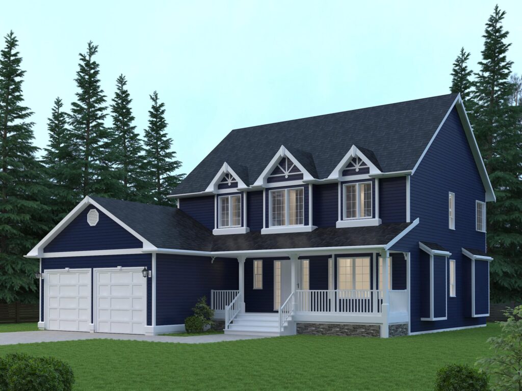 Prefab homes Muskoka Algonquin 2125 square foot four bedroom two bathroom cottage for large families