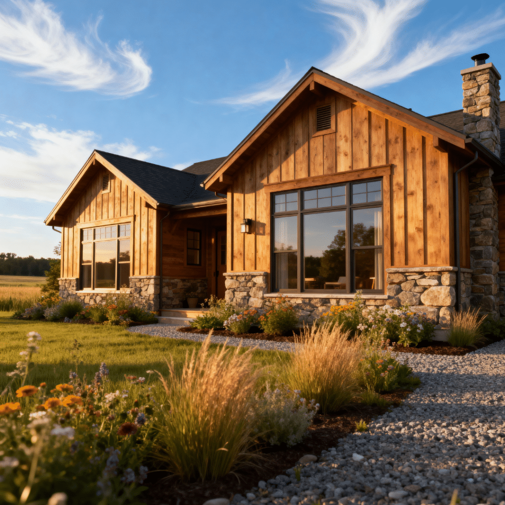 Small rustic prefab home in springtime Innisfil, Ontario — a custom-designed, affordable home by My Own Cottage, ideal for first-time buyers and downsizers seeking comfort, efficiency, and modern design.