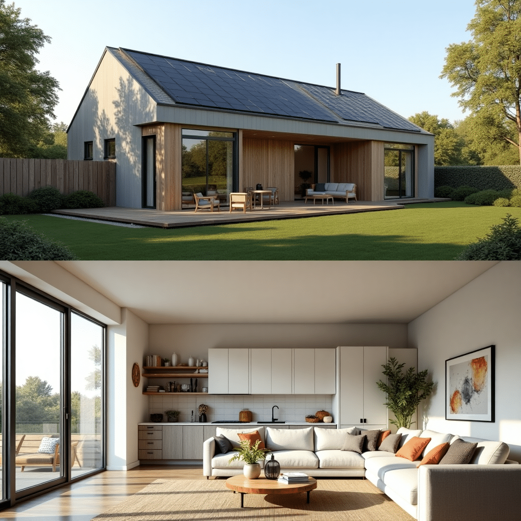 Modern affordable prefab home in London, Ontario showcasing cost savings, fast 4–6 month build time, energy-efficient design, and customizable interior layouts