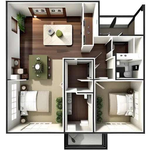 Two-bedroom-house-plans-beautiful-luxury-modern-affordable-Two-bedroom-house-plans-3D-blueprints-interior-design-example