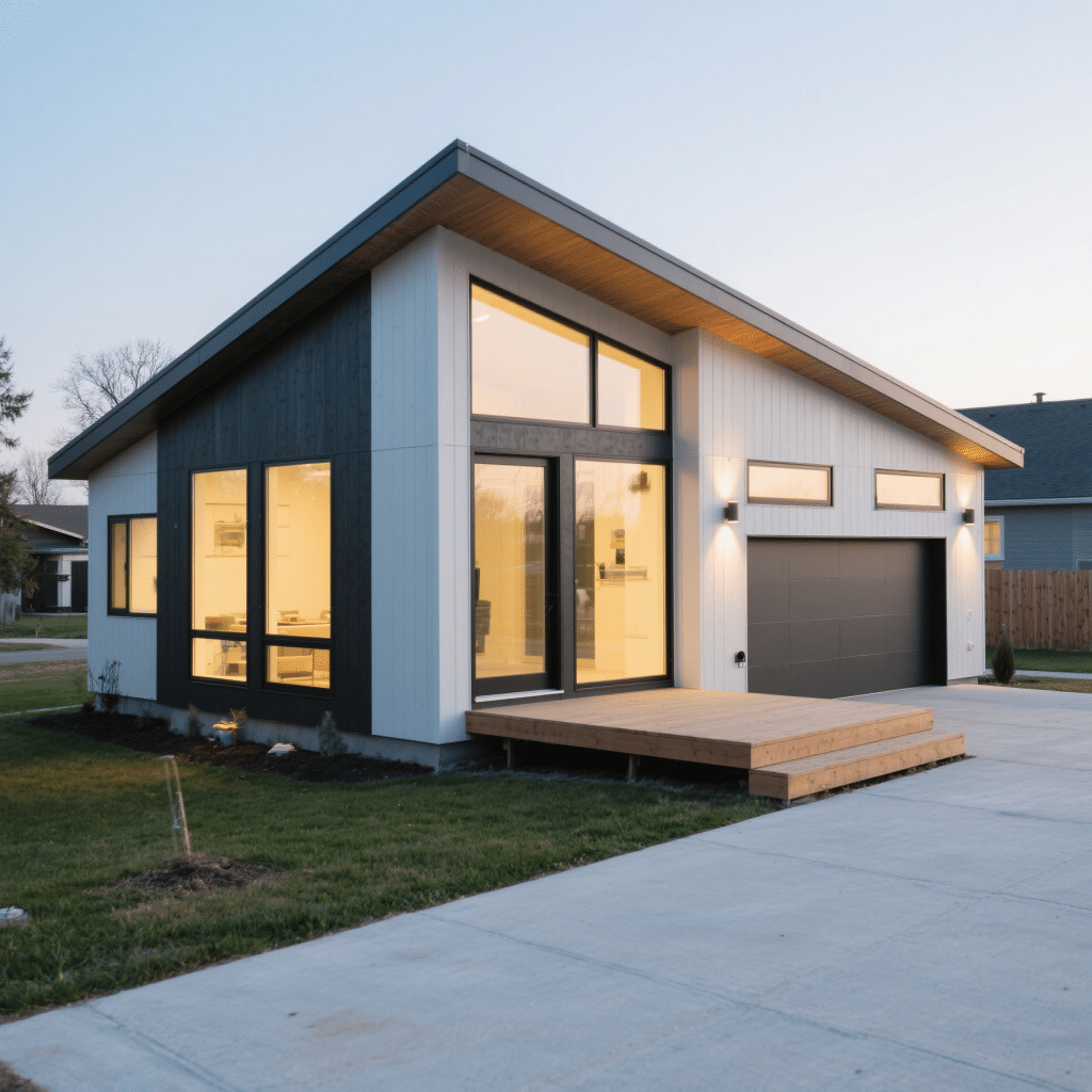 Small affordable prefabricated modular home in Chatham, Ontario, built by My Own Cottage for local families and real estate investors seeking energy-efficient, permit-ready housing solutions