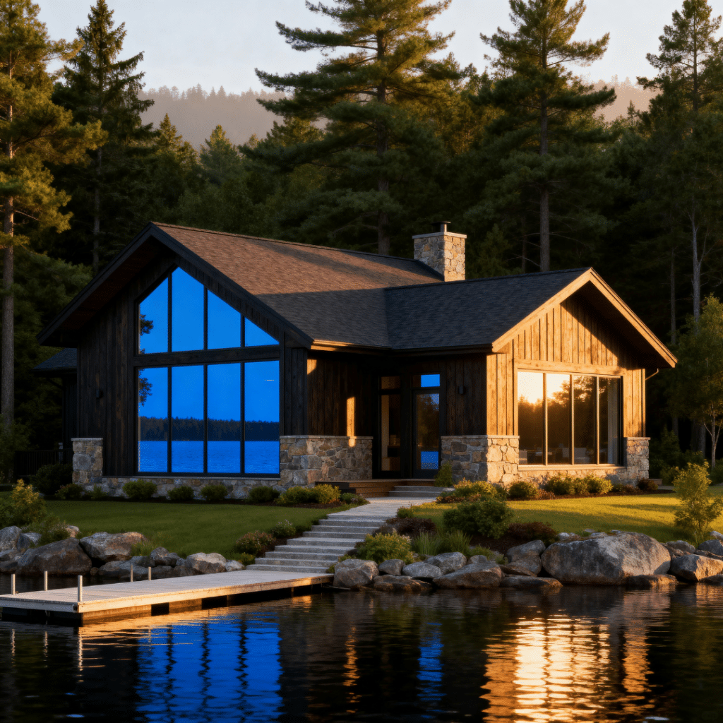 Custom lakefront cottage built by cottage builders in Haliburton, Ontario
