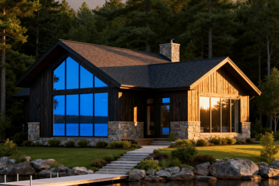 Custom lakefront cottage built by cottage builders in Haliburton, Ontario
