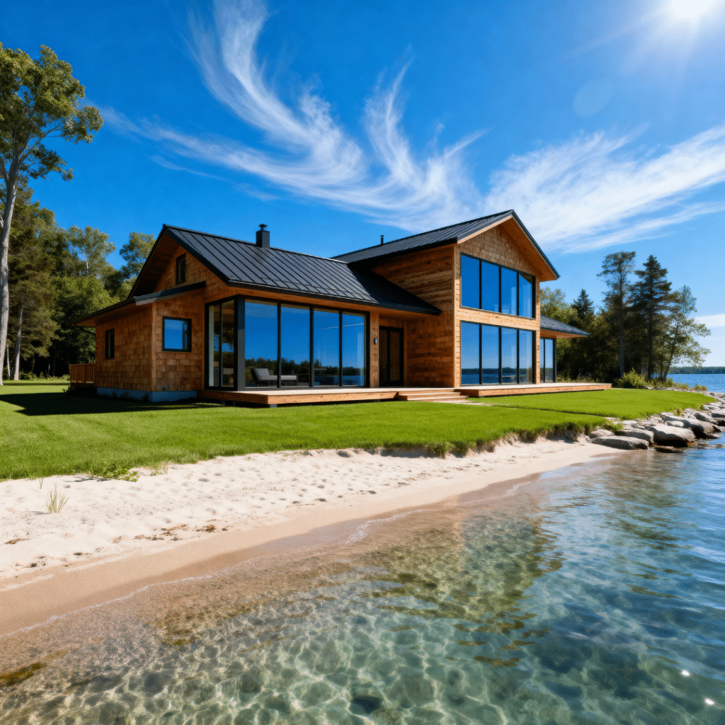 Custom Muskoka cottage built by cottage builders in Huntsville, Ontario near Lake of Bays