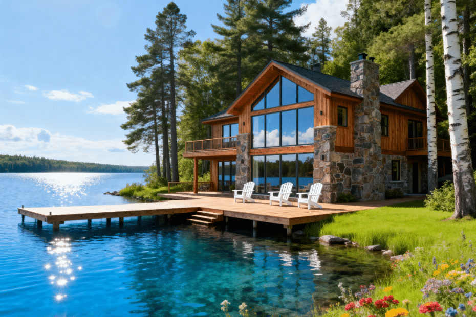 Custom lakefront cottage built by cottage builders in Muskoka, Ontario