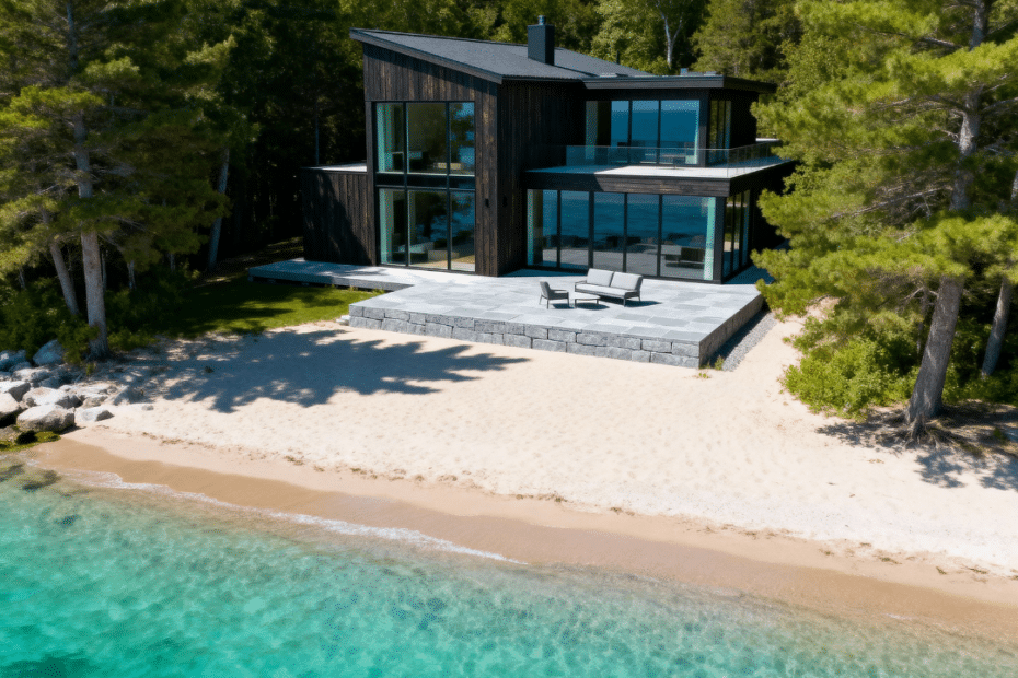 Custom waterfront cottage built by cottage builders in Parry Sound on Georgian Bay