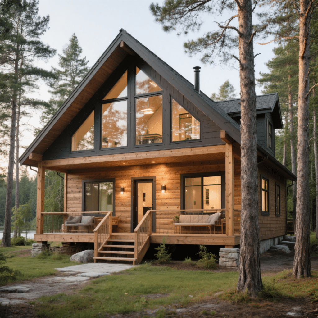 Exterior of a 3-bedroom modular home in Bracebridge, Muskoka built by My Own Cottage, completed in 4.5 months