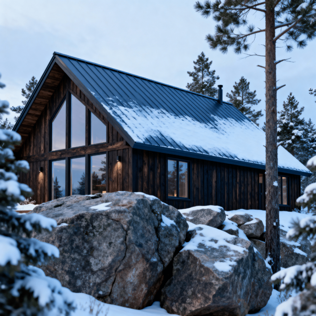 Northern Ontario climate requires four-season cottage construction with increased insulation, snow load roof design, and frost-protected foundations