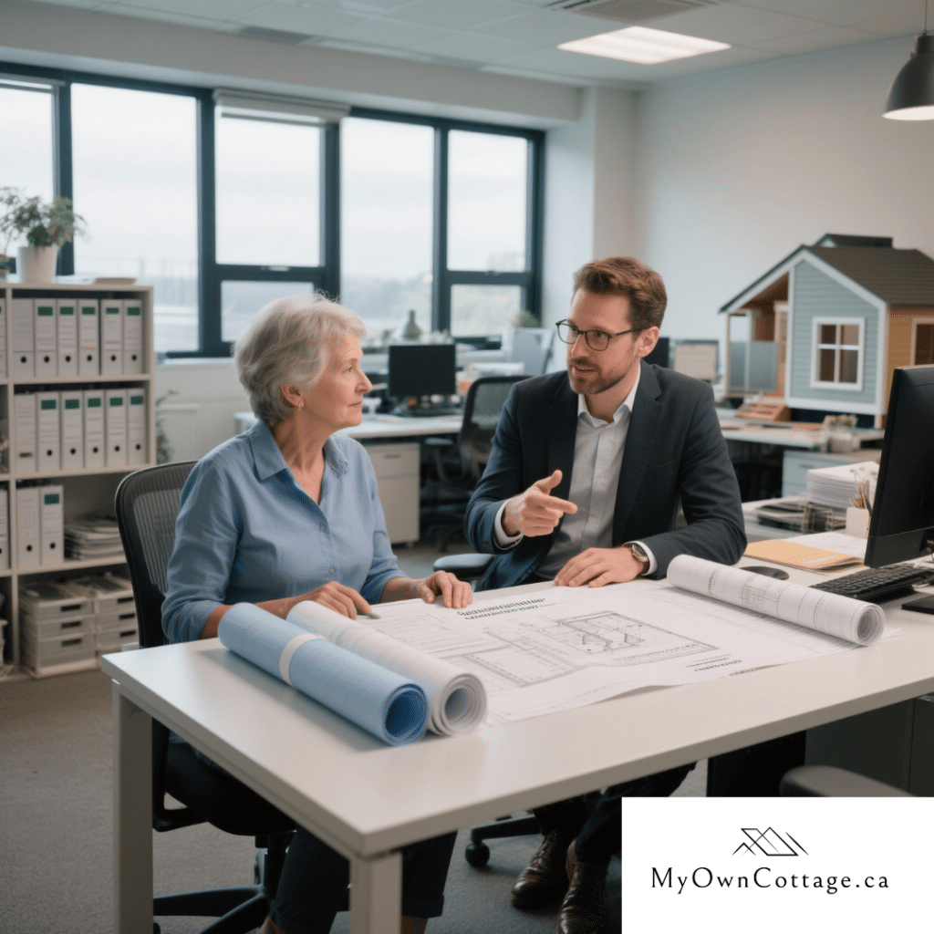 Ontario homeowner reviews prefab home building codes and permit requirements with a professional to ensure compliance before customization.