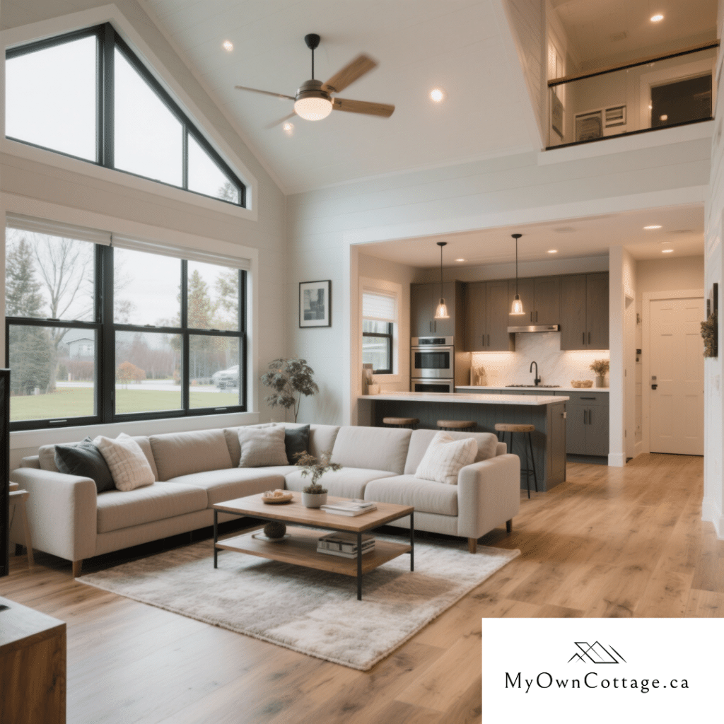 Ontario prefab home cost breakdown showing base price, customization upgrades, and financing options for buyers.