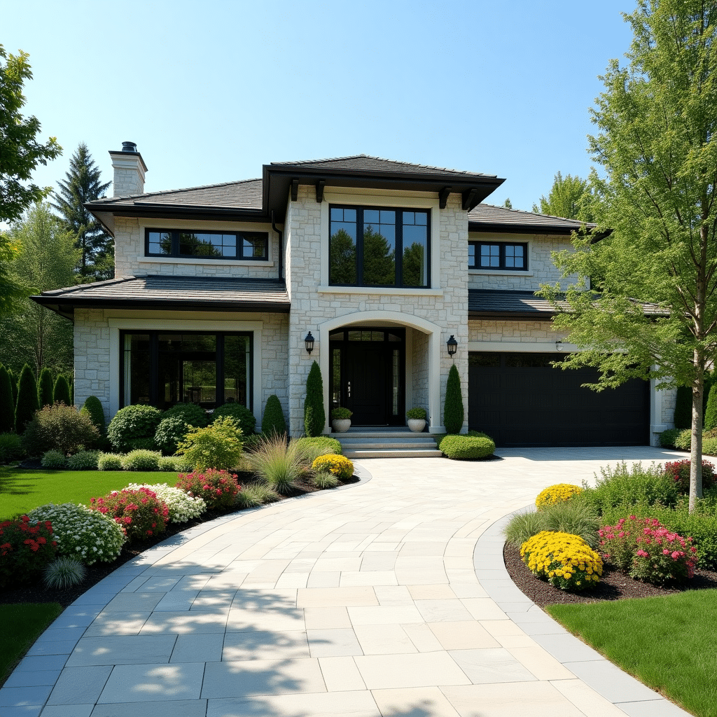 Luxury prefab home in London, Ontario with stunning exterior design and upscale architectural details.