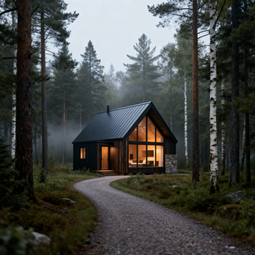 Small affordable cottage build in Northern Ontario with a simple design and compact footprint