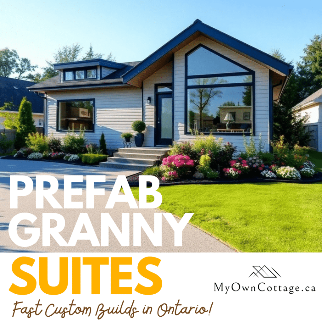 Toronto prefab granny suite, 2-bedroom turnkey unit by My Own Cottage, used for elderly parent housing and Airbnb rental.
