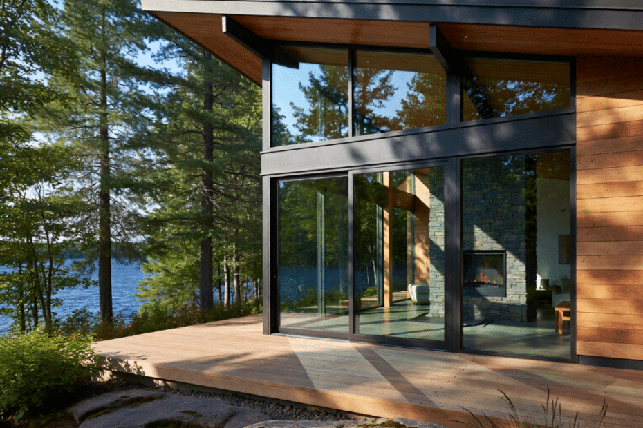 Affordable prefab home in Kawartha Lakes Ontario with modern design, large windows, and cottage country surroundings
