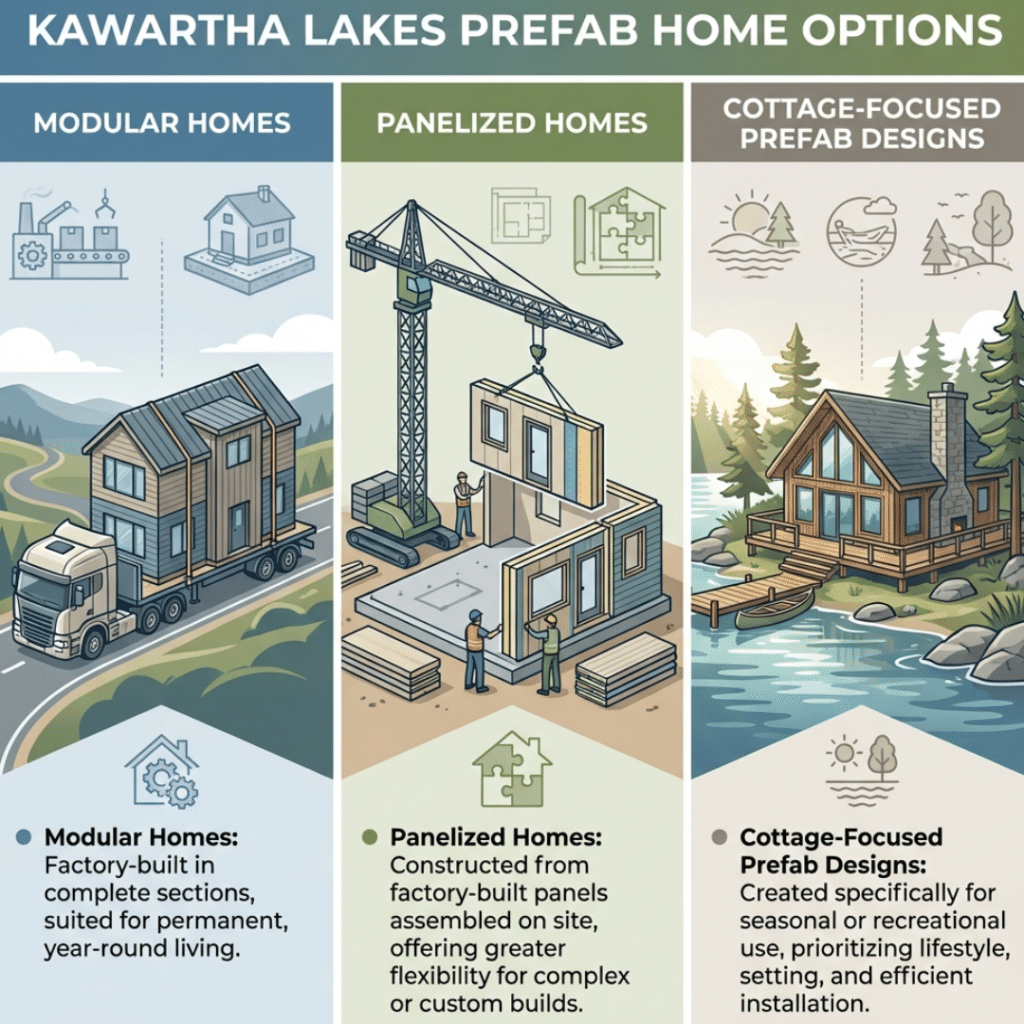 Best prefab home options in Kawartha Lakes comparing modular, panelized, and cottage-focused prefab designs