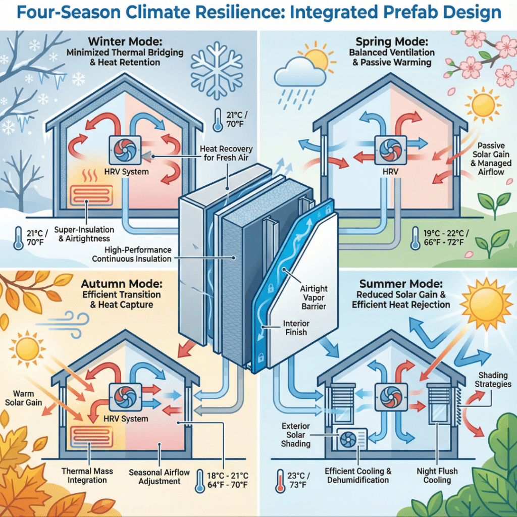 Four-season heating and cooling design for modern prefab homes in Kawartha Lakes