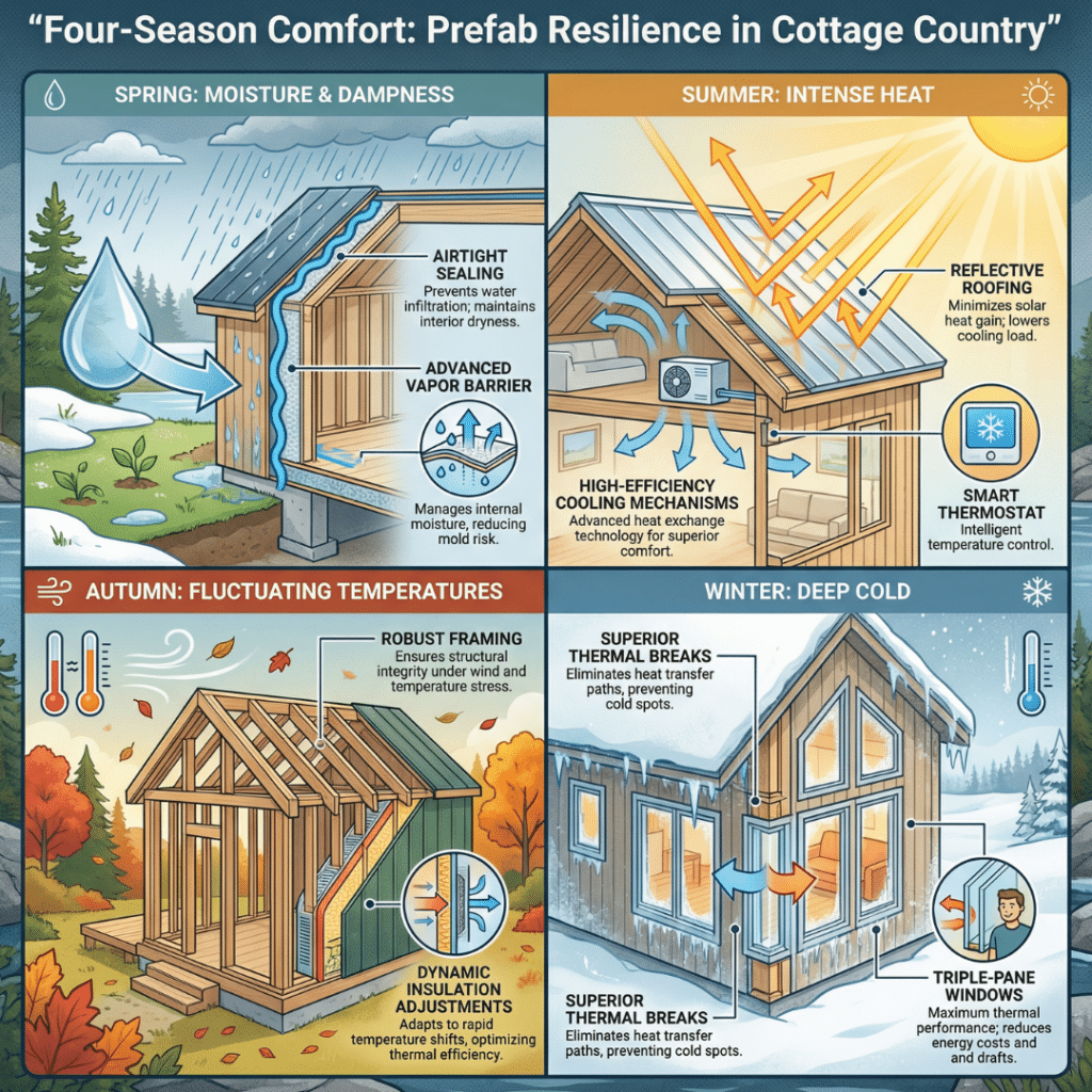 Prefab homes Kawartha Lakes for sale designed for four-season cottage country and year-round living