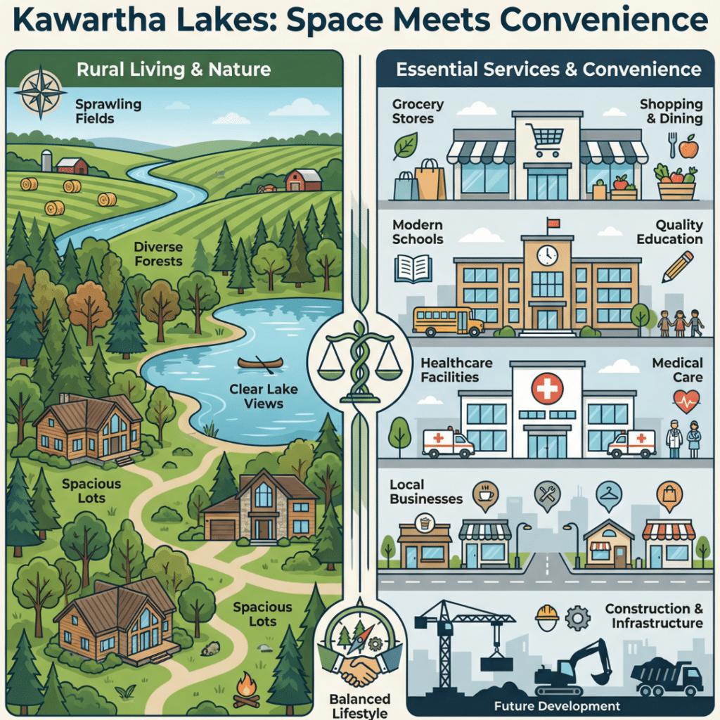 Prefab homes Kawartha Lakes for sale showing the balance of rural living, lake views, and access to essential services