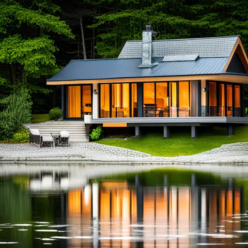 small-prefab-cottages-kawartha-lakes-Beautiful-Modern-Prefab-Cottage-Exterior-Design-on-lakefront-in-Ontario-Example