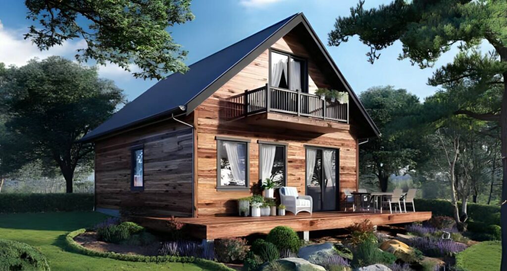 Modern prefab cottage exterior — Prefab homes Muskoka prices Eagle’s Nest 1170 square foot 3 bedroom 1 bathroom My Own Cottage modular home starting at CAD $369,500 designed for Muskoka waterfront and road-accessible lot delivery on Canadian Shield terrain 2026