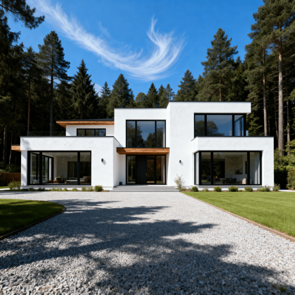 Affordable modern prefab homes price comparison in Canada illustrated by a modern prefab home exterior with clean architectural lines and permanent installation
