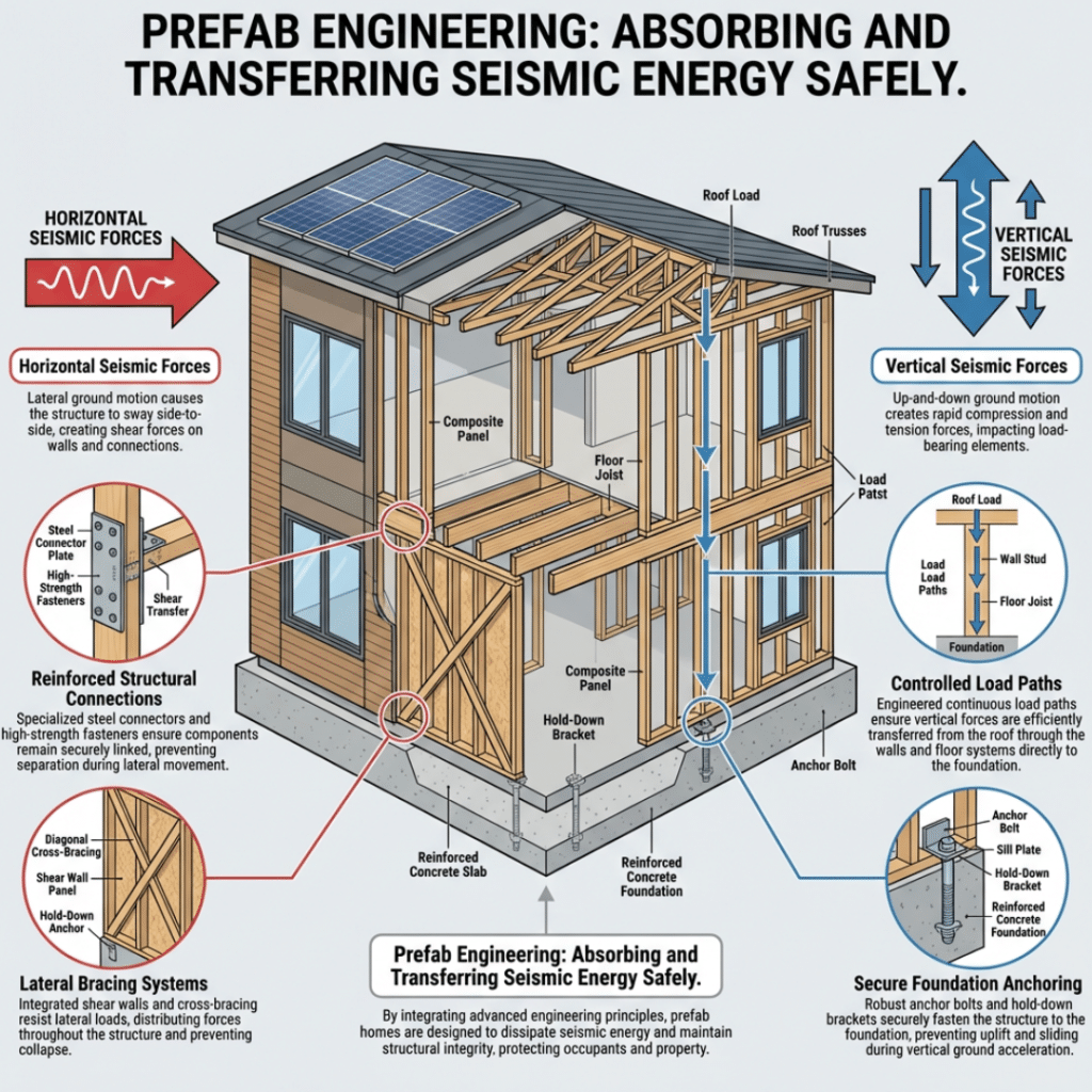 Building prefab homes in harsh Canadian climates, showing how prefab homes are engineered to meet seismic design requirements and withstand earthquake forces