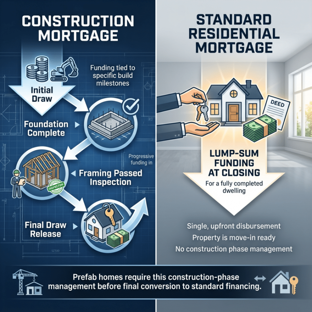 Comparison of construction mortgages and standard mortgages for prefab home financing in Canada