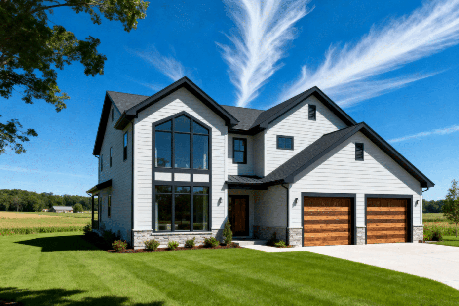 Prefab home regulations in Canada shown by a modern prefab home on a permanent foundation with approved zoning and building code compliance