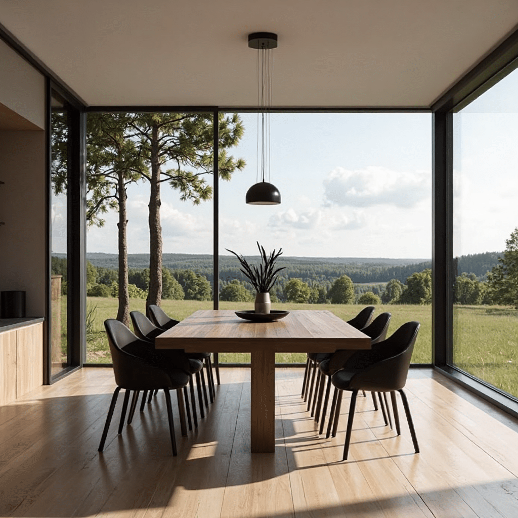 Lake-View-Prefab-Cottage-Home-Interior-Design-Beautiful-Large-Dining-Room-Area-Example