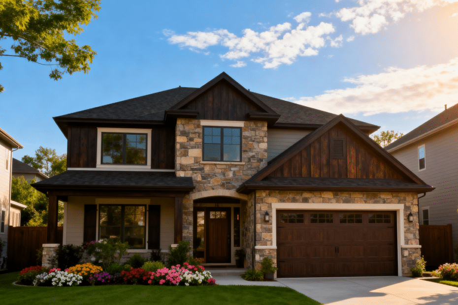 Design options for prefab homes in Barrie featuring a modern luxury prefab home with garage by My Own Cottage in suburban Ontario